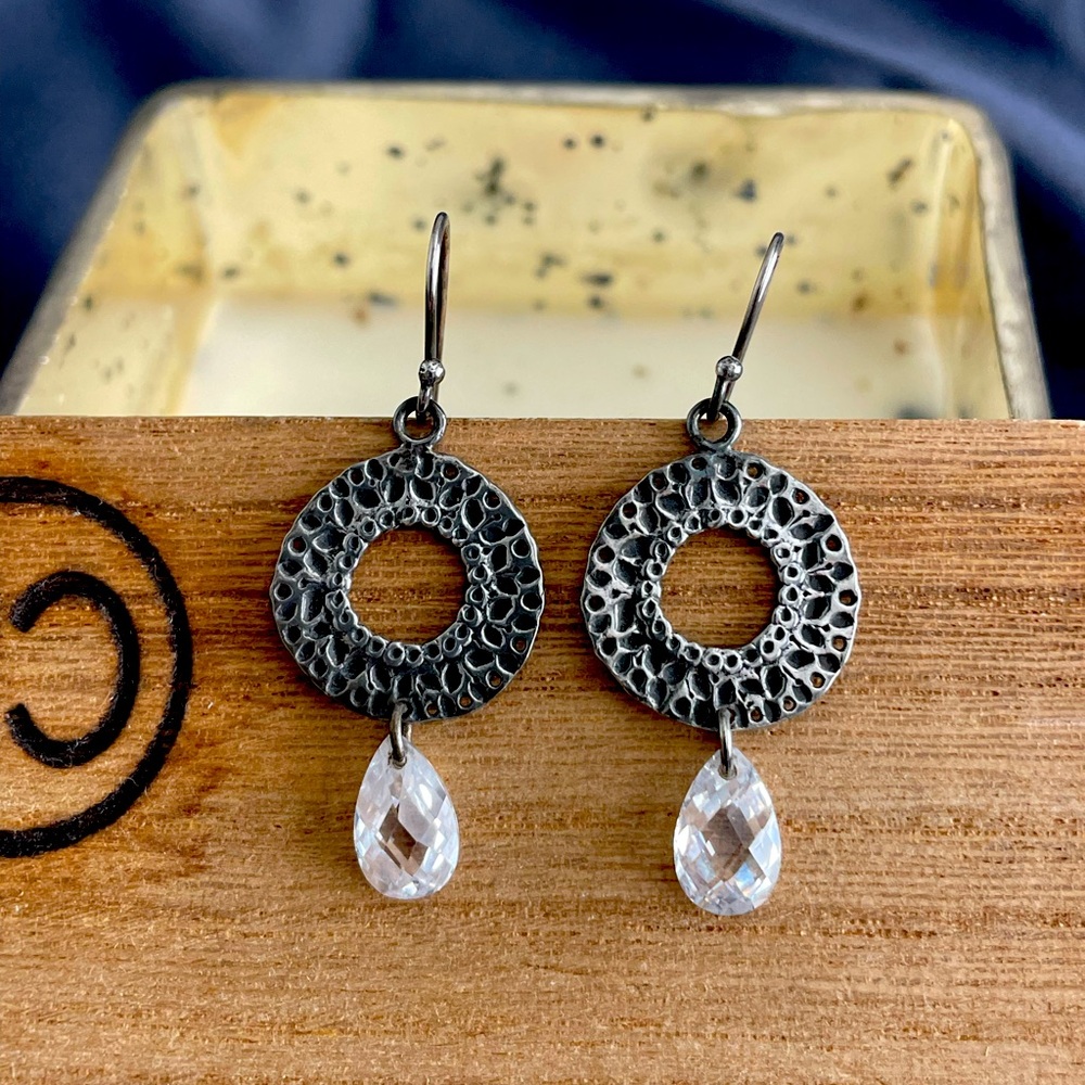 Silpada sterling silver earrings clear CZ